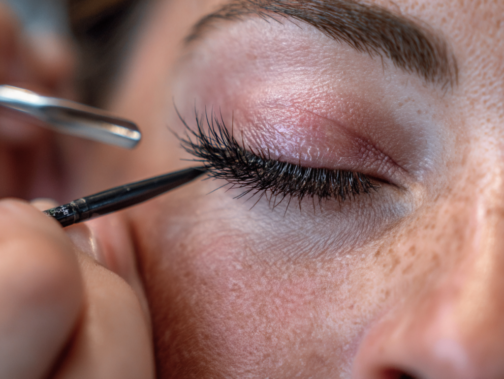 Isolating natural lashes for precise at-home eyelash extension application