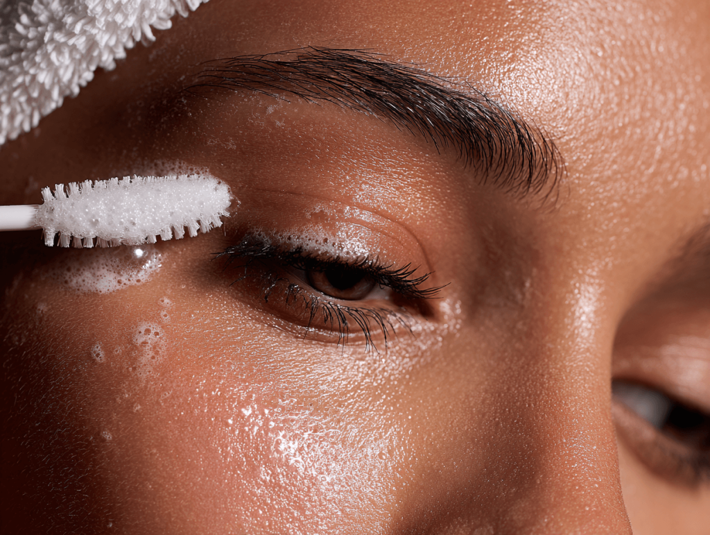 Proper eyelash extension aftercare, cleaning lashes to prevent irritation