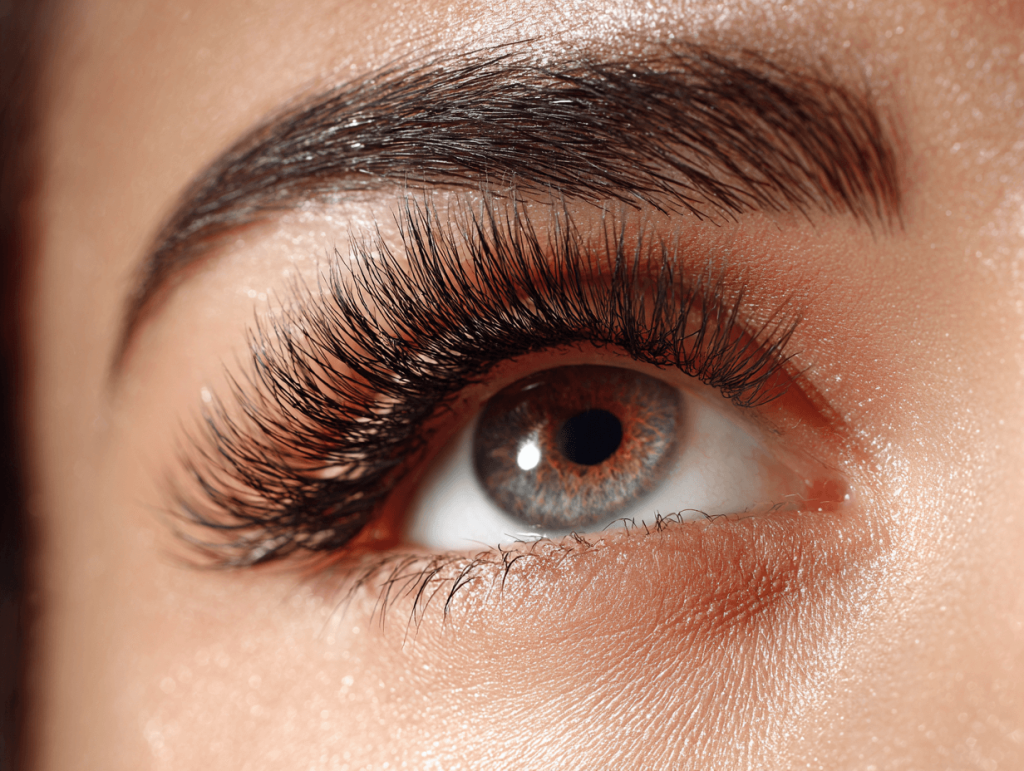 Why do my eyelash extensions hurt, close-up of perfect lash extensions