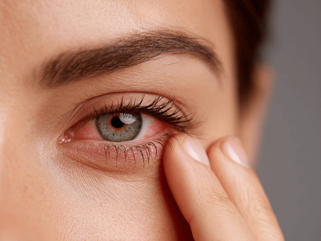 Allergic reaction to eyelash extension glue, redness and irritation