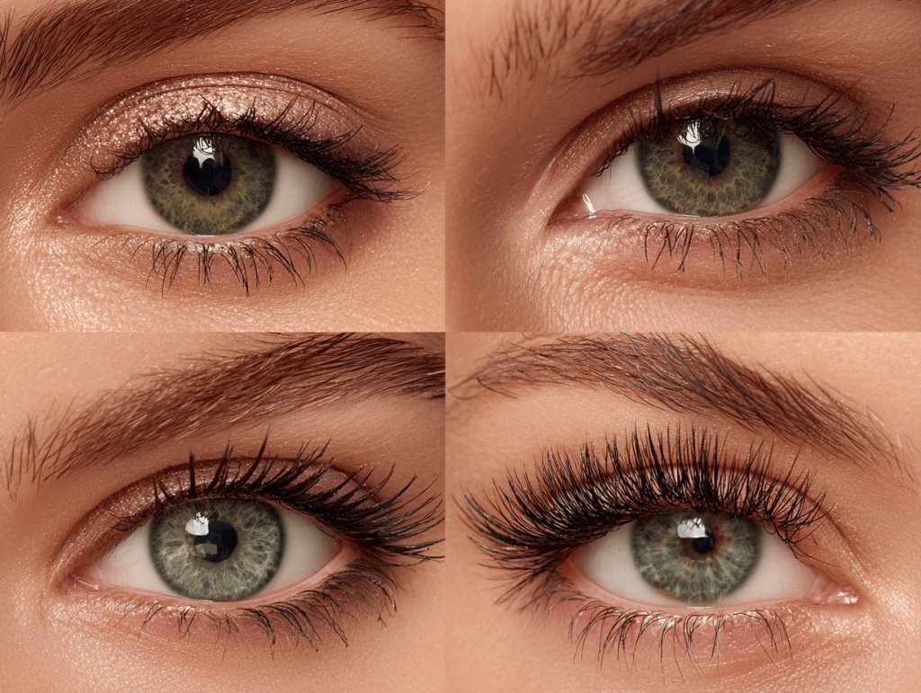 Small eyes with Doll, Cat, Wispy, and Open lash styles.