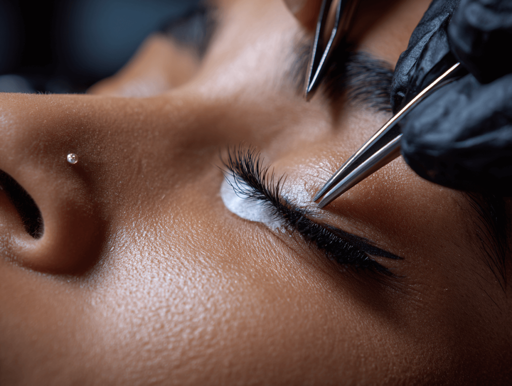 Professional lash extension application to avoid pain and irritation