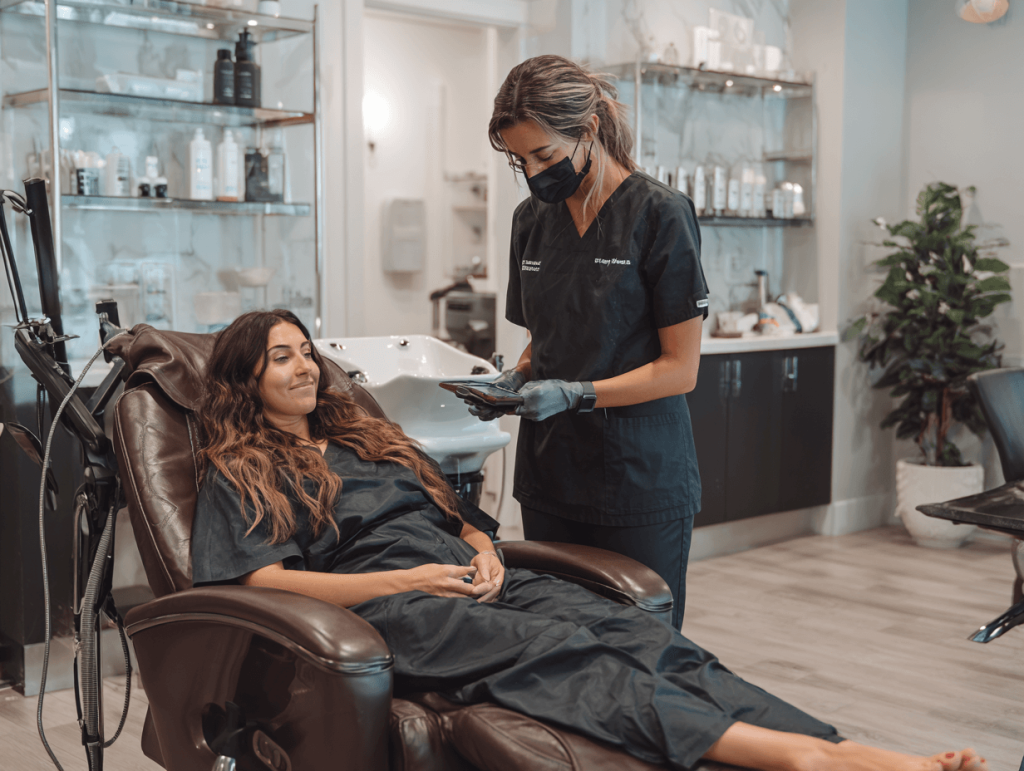 Licensed lash technician in a clean salon ensuring safe lash extensions every time