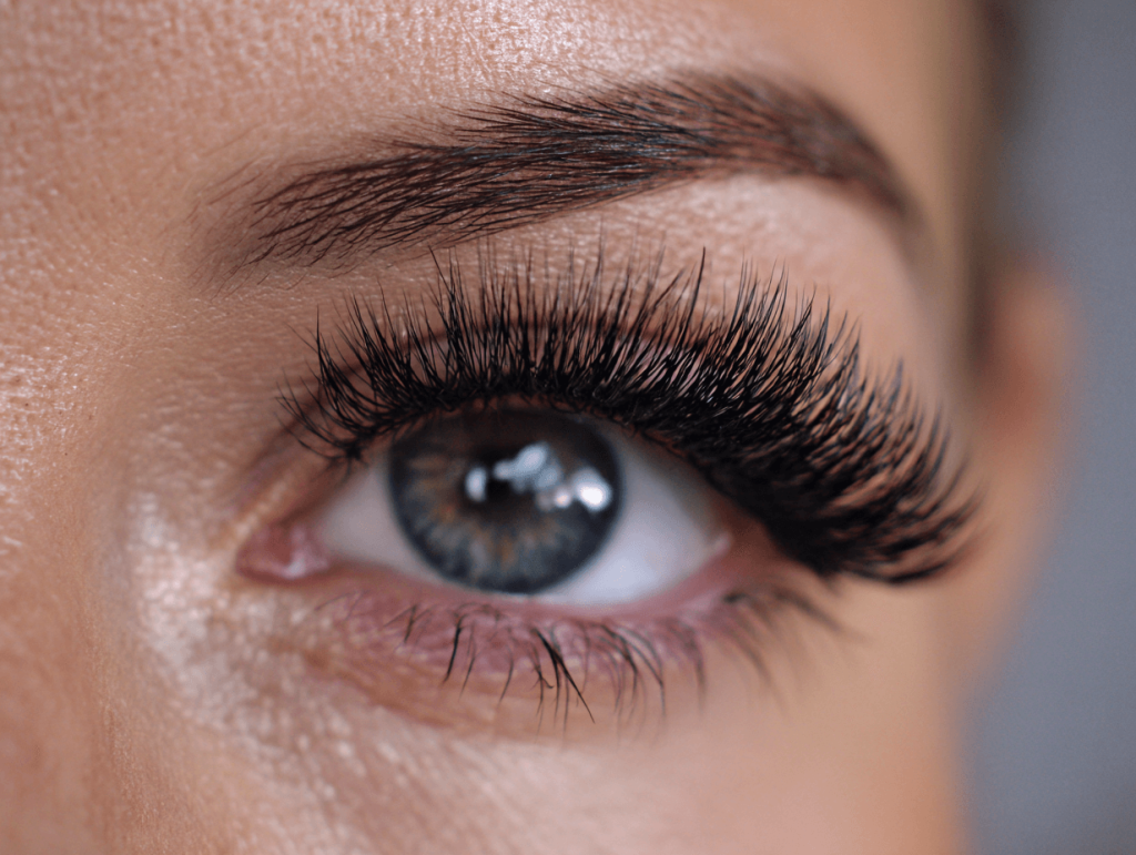 D curl lash extensions adding bold lift to small eyes
