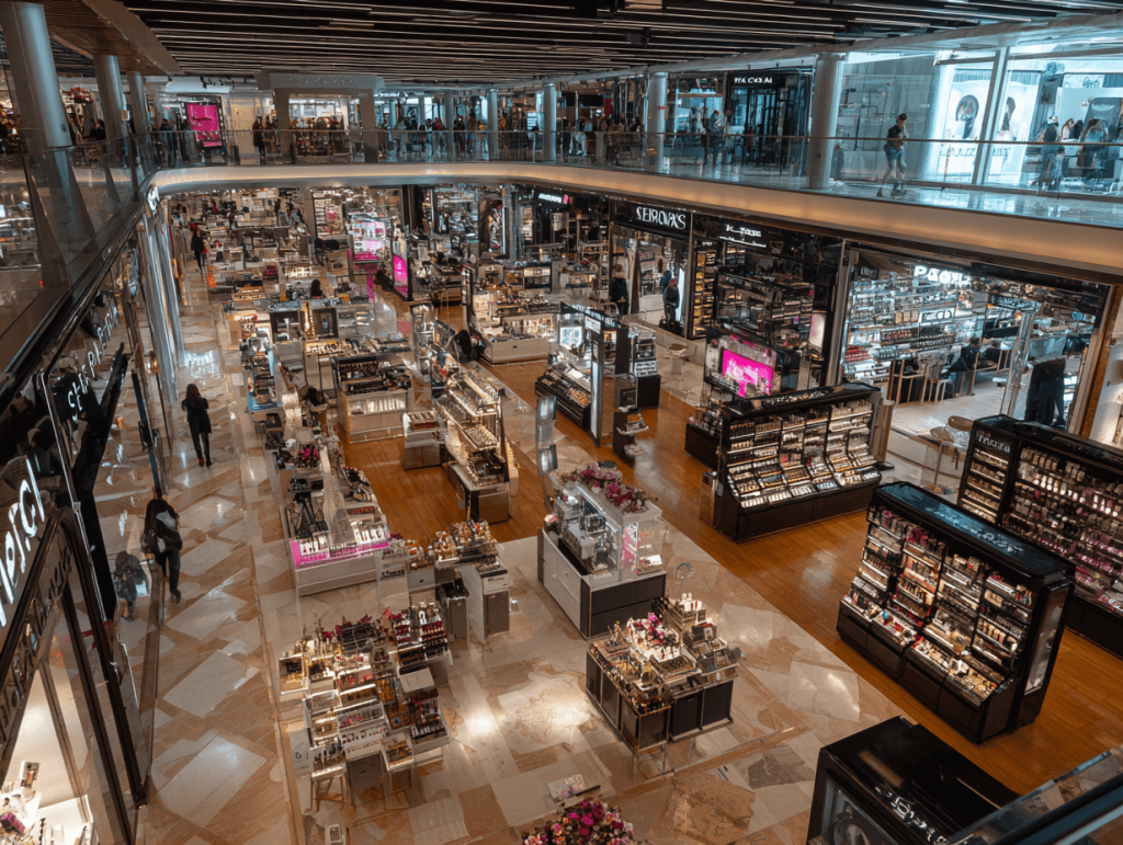 Shoppers exploring premium beauty and skincare stores in Istanbul malls