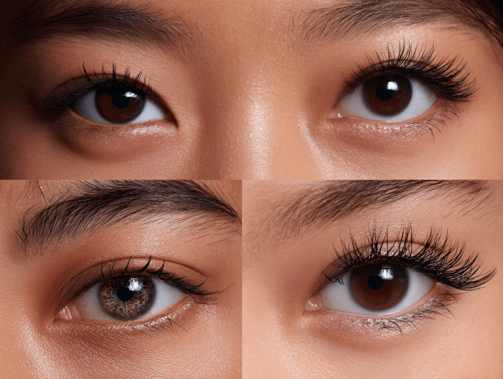 Lash extension styles to avoid on small Asian eyes including too-long, heavy, overly curled, and straight lashes