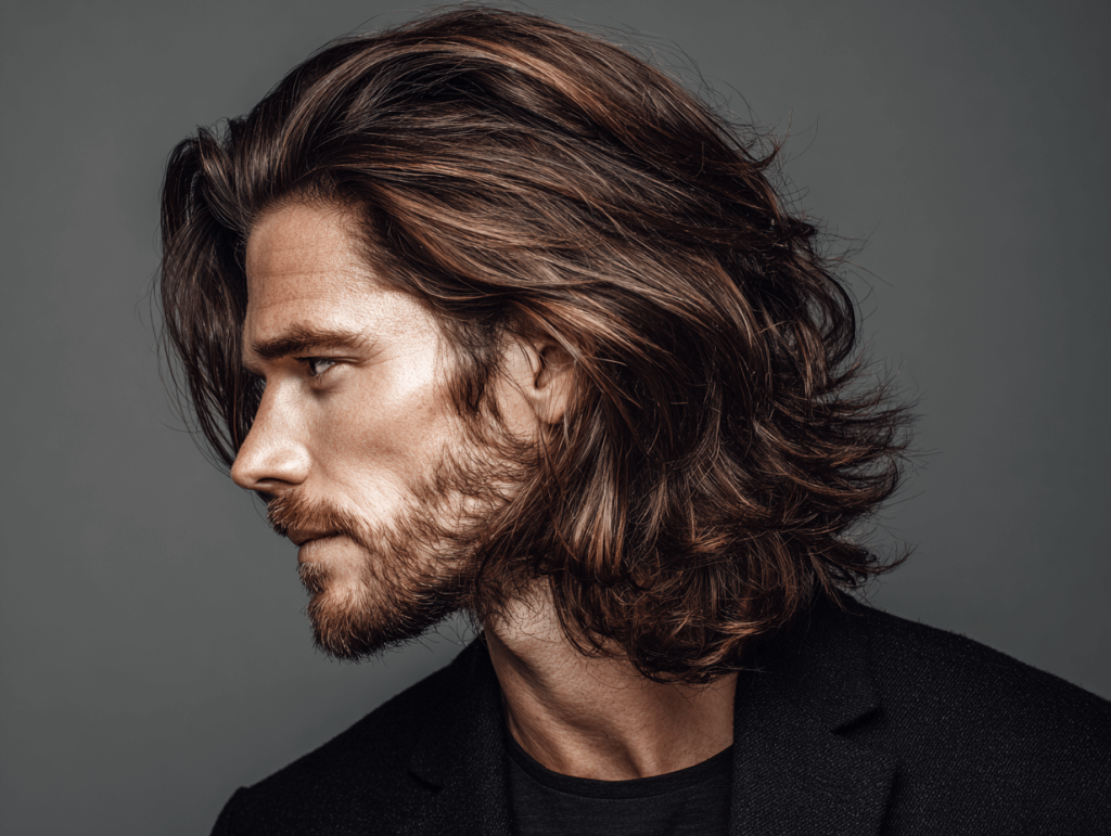 Flow ve orta uzunluk katlı erkek saç kesimi doğal hareketli