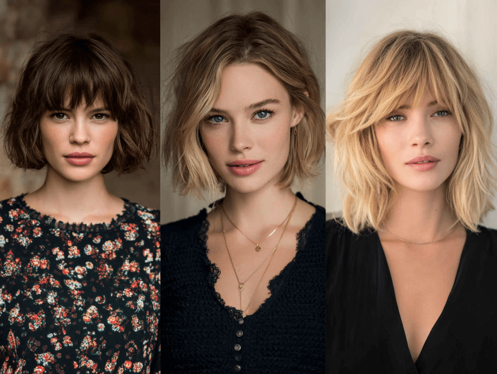 Haircut collage for short, medium, and long hairstyles for women