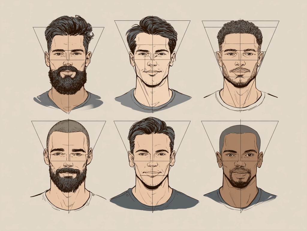 Yüz şekline göre erkek saç kesimi önerileri diyagramı
