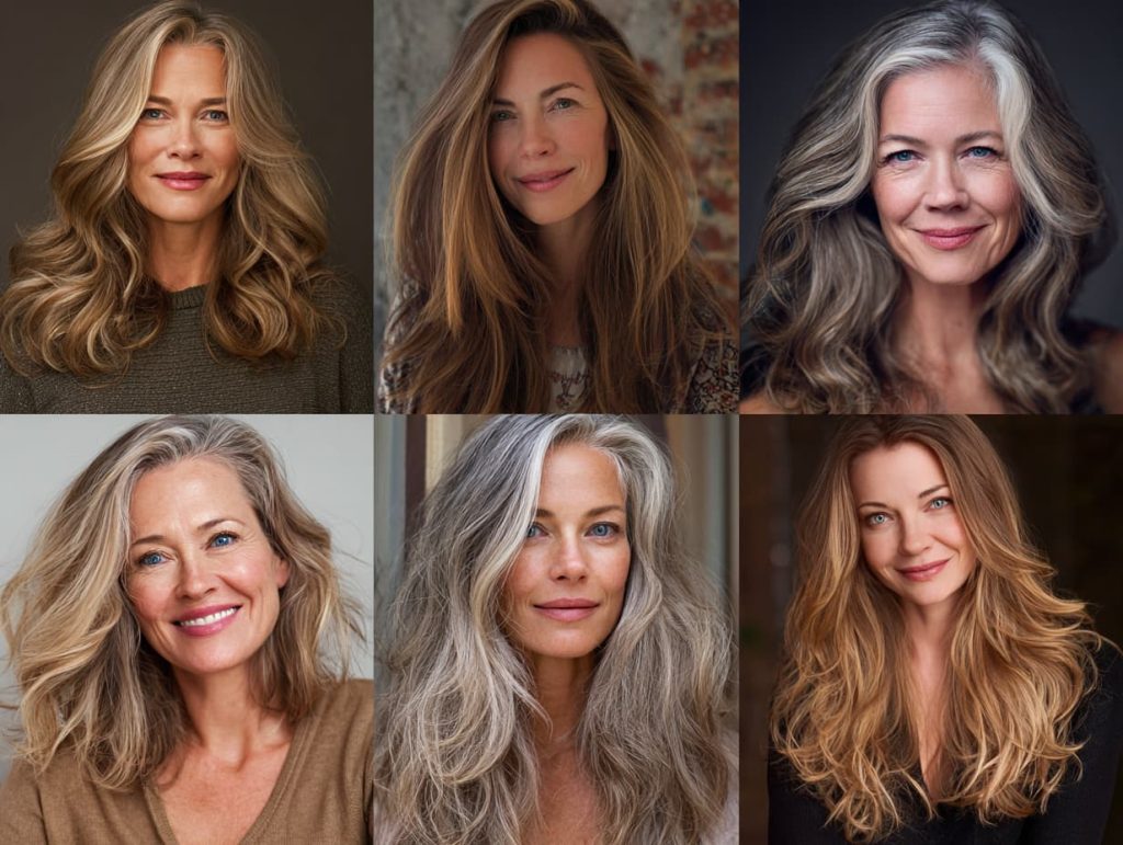 Long hairstyles for women over 50, layers, waves, elegant cuts