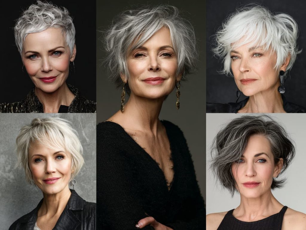 Short hairstyles for women over 50, pixie, bob, stacked bob trends