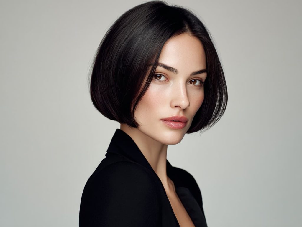 Çene hizasında sofistike French Bob kısa saç modeli