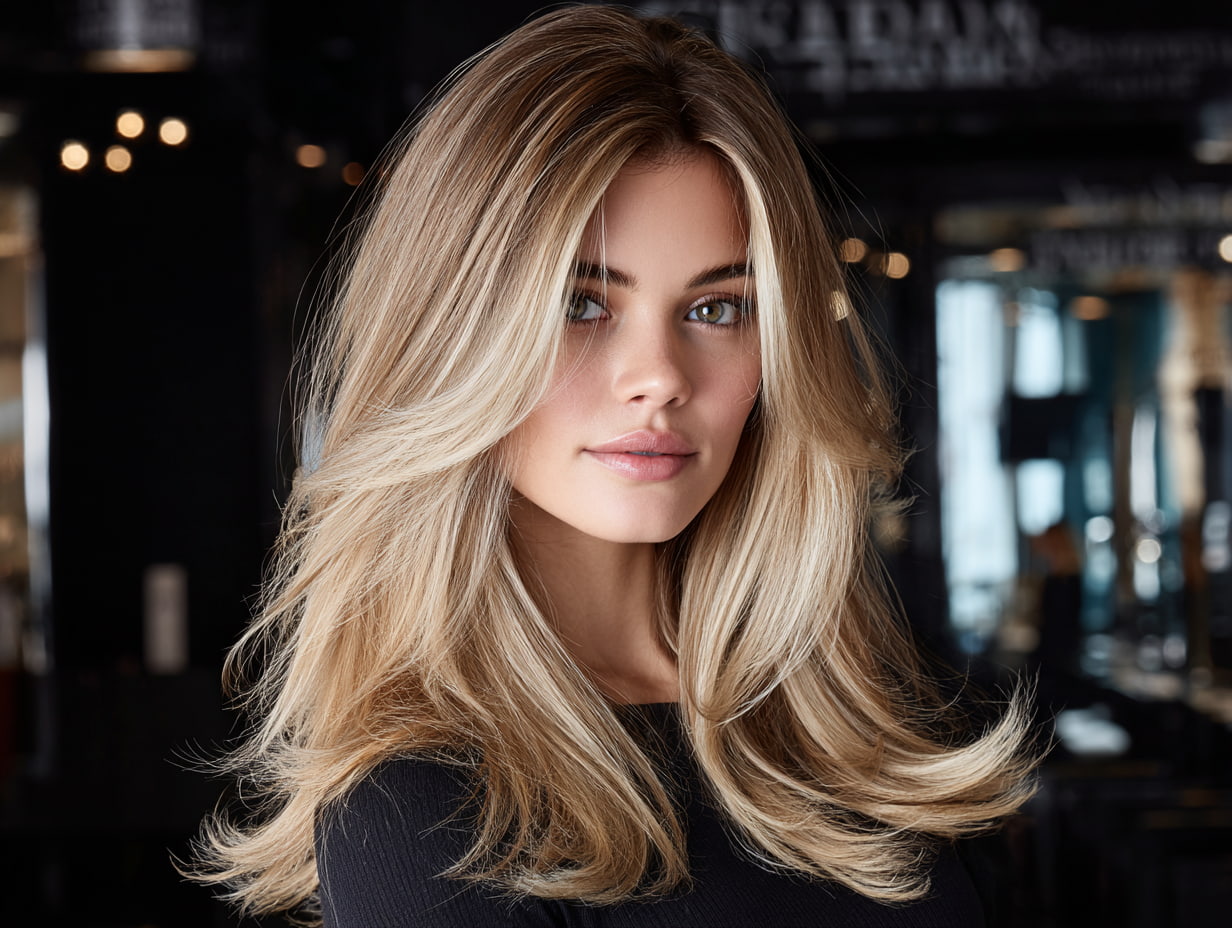 İstanbul uzun saç modelleri, modern katlı kesim uzun saç görünümü