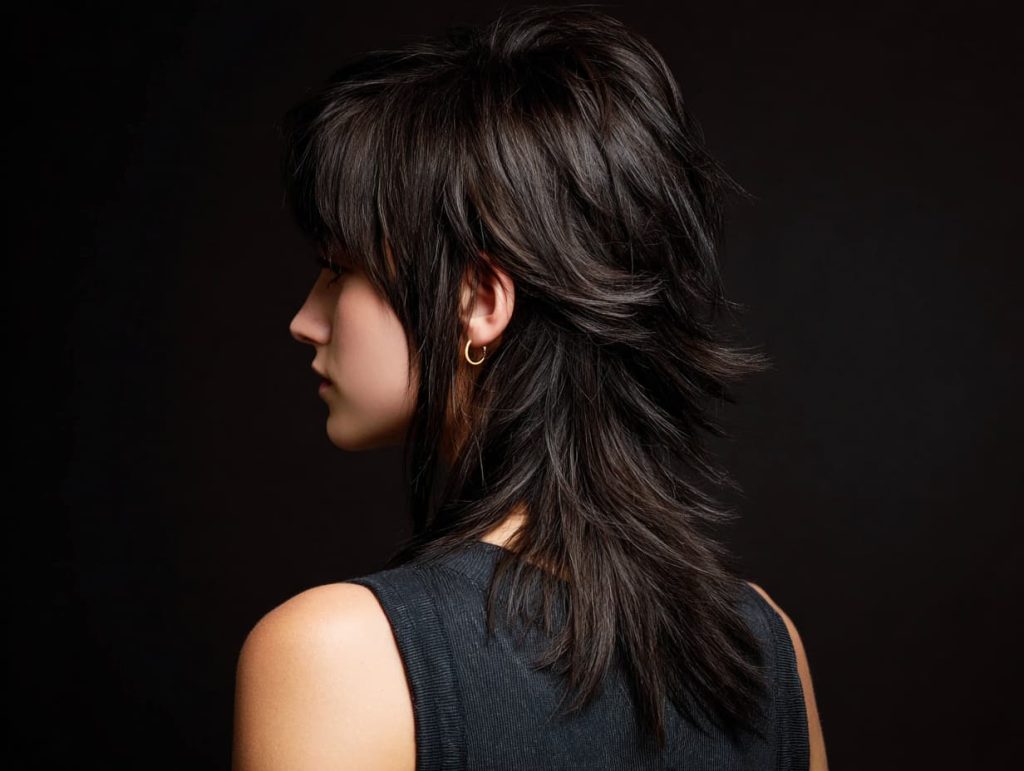 Modern shaggy mullet haircut with layers