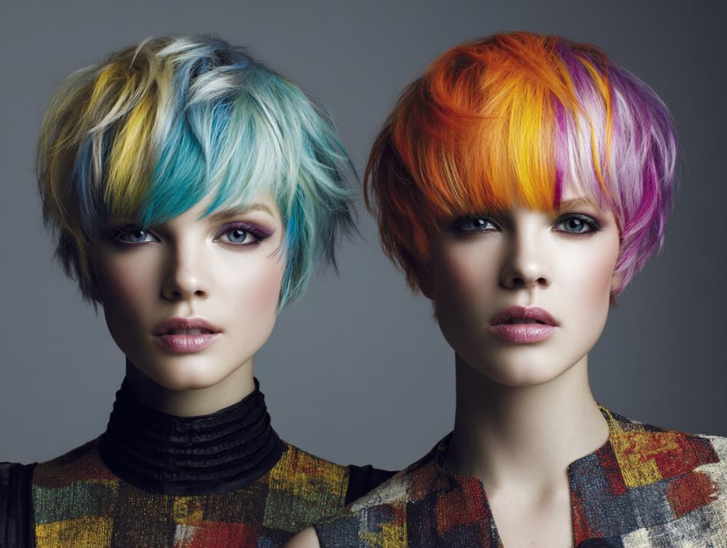 Color-blocked or geometric creative haircut