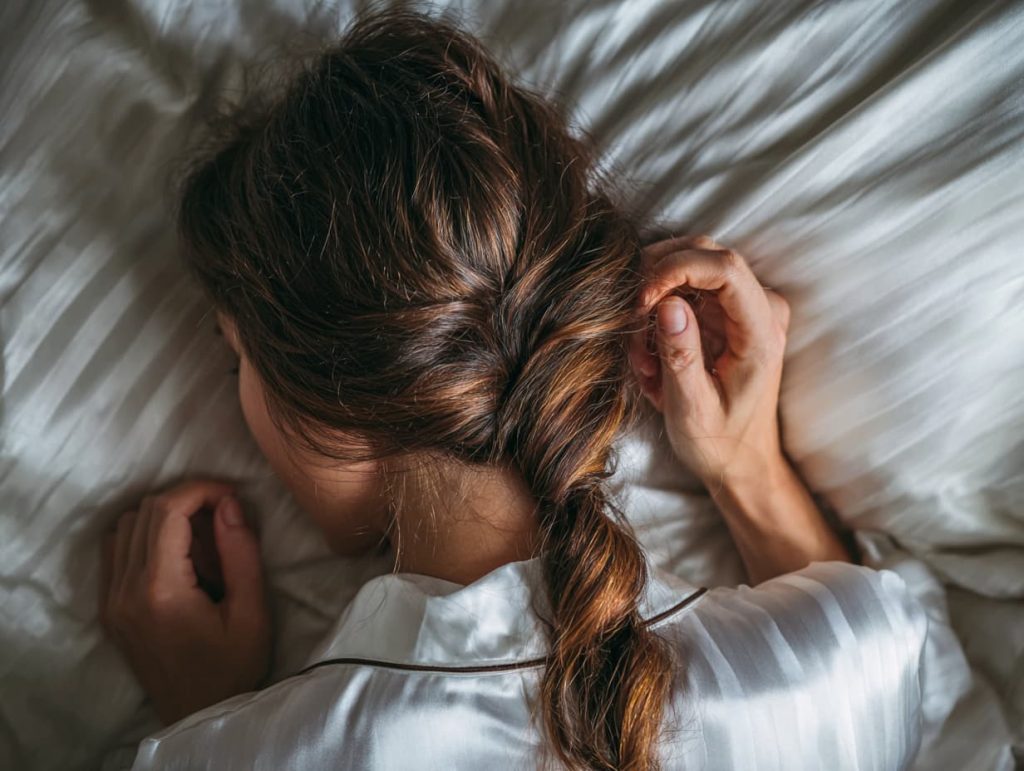 Sleeping with hair extensions using silk pillowcase or loose braid