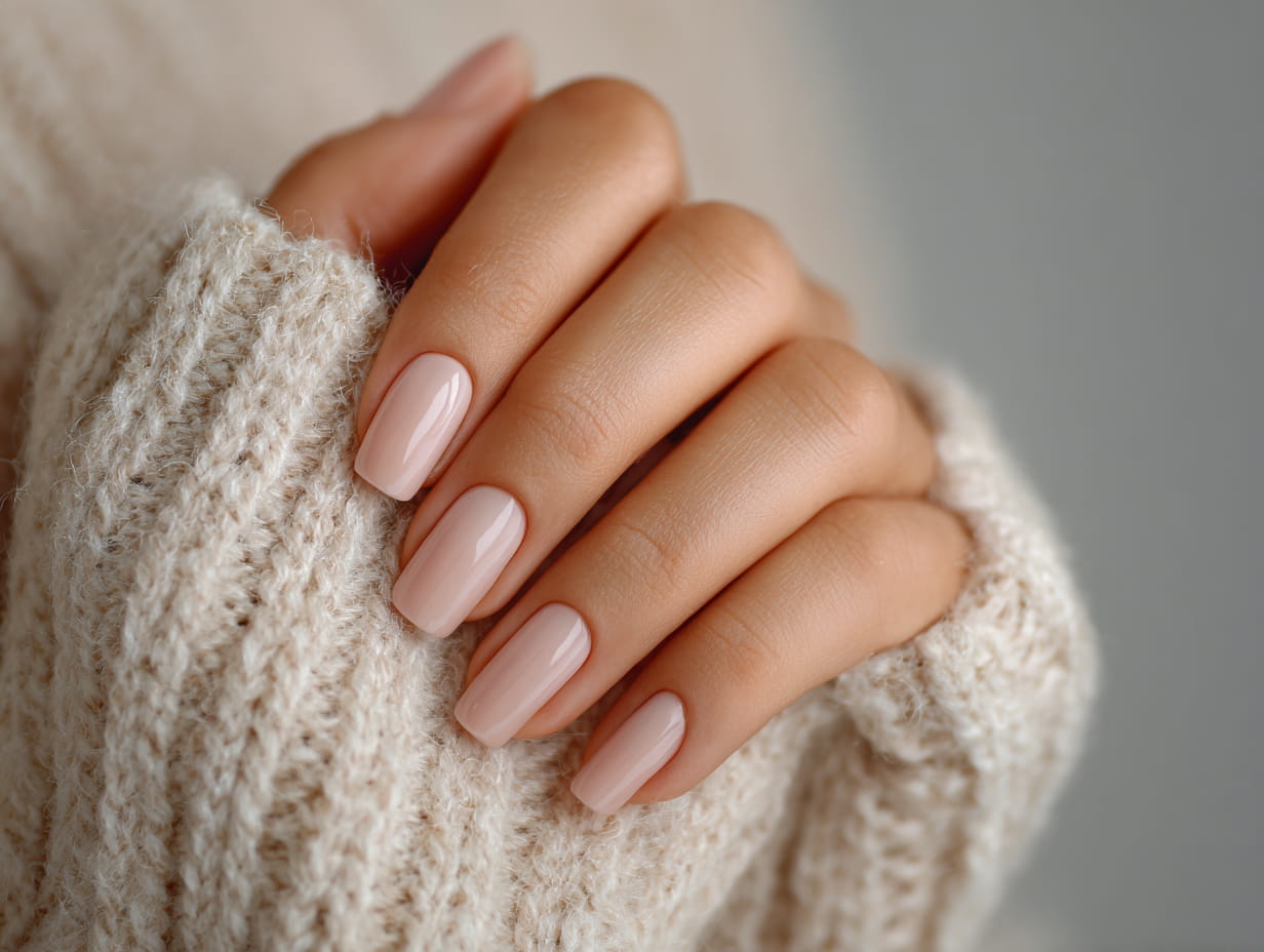 Luxury gel nails with glossy finish and elegant manicure