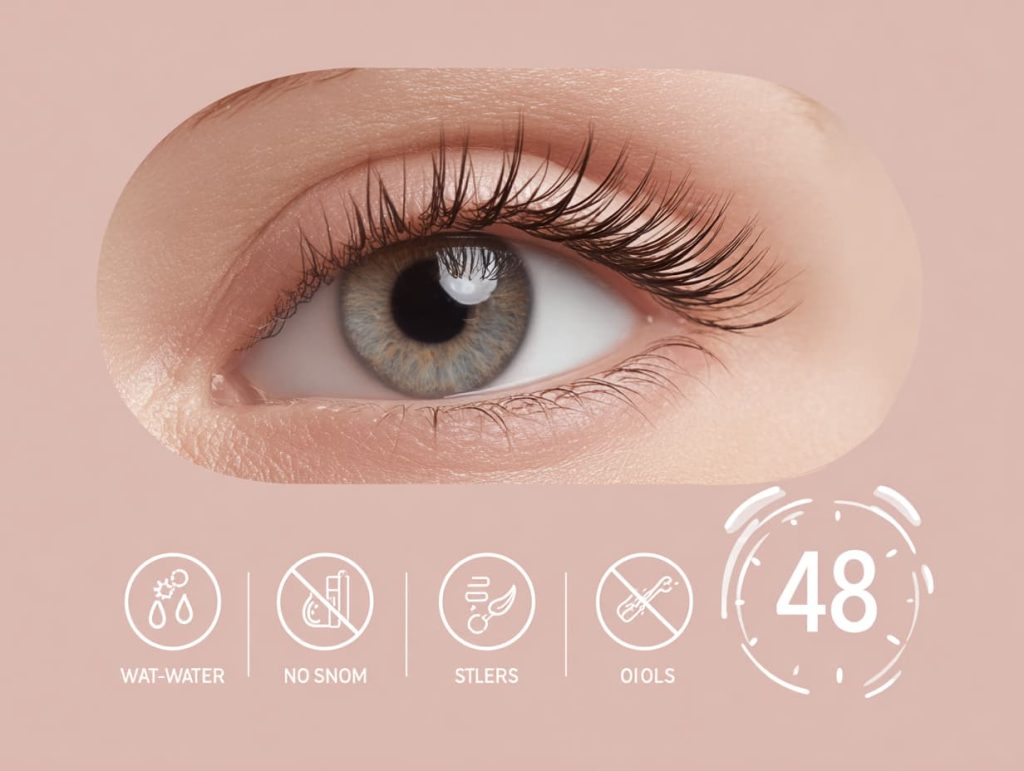 Lash lift aftercare first 48 hours: avoid water, steam, rubbing, and oils