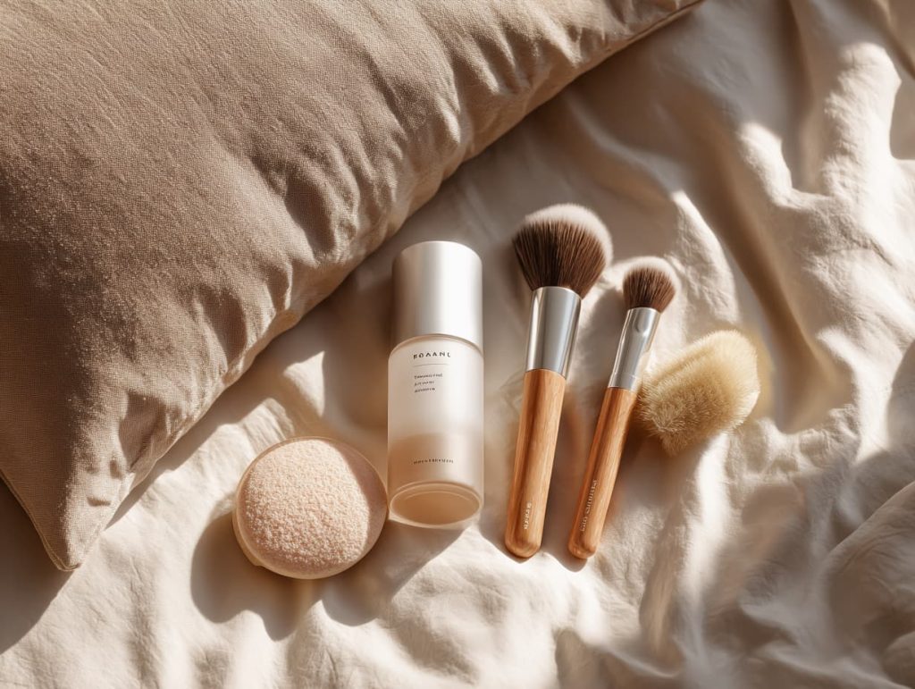 Recovery essentials for makeup aftercare: moisturizer, hydrating serum, SPF, and clean tools
