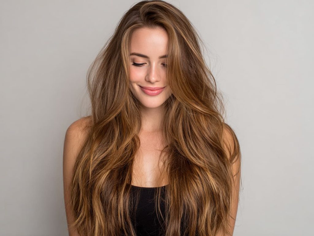 مراقبت بعد از اکستنشن مو، موهای بلند و براق با ظاهر لوکس