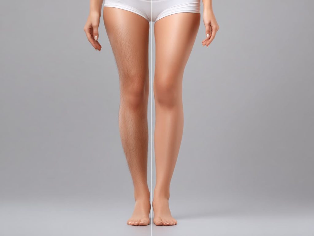 Long term laser hair removal results showing smoother skin and hair reduction progress